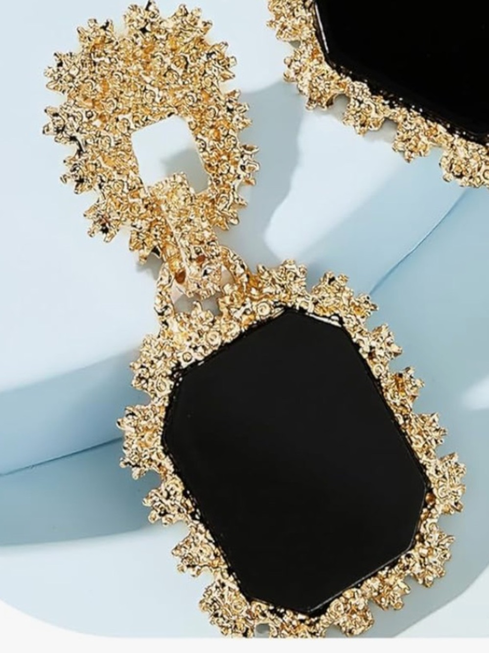 Anthropologie Gold-Tone Earrings with Black Stone Drop - Picture 4 of 4
